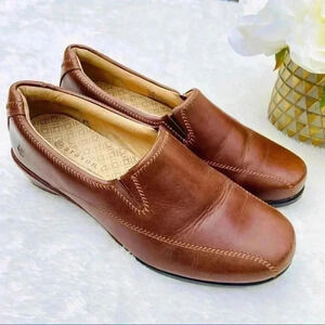 Aravon Brown Leather Comfort Slip On Loafers Size 8D